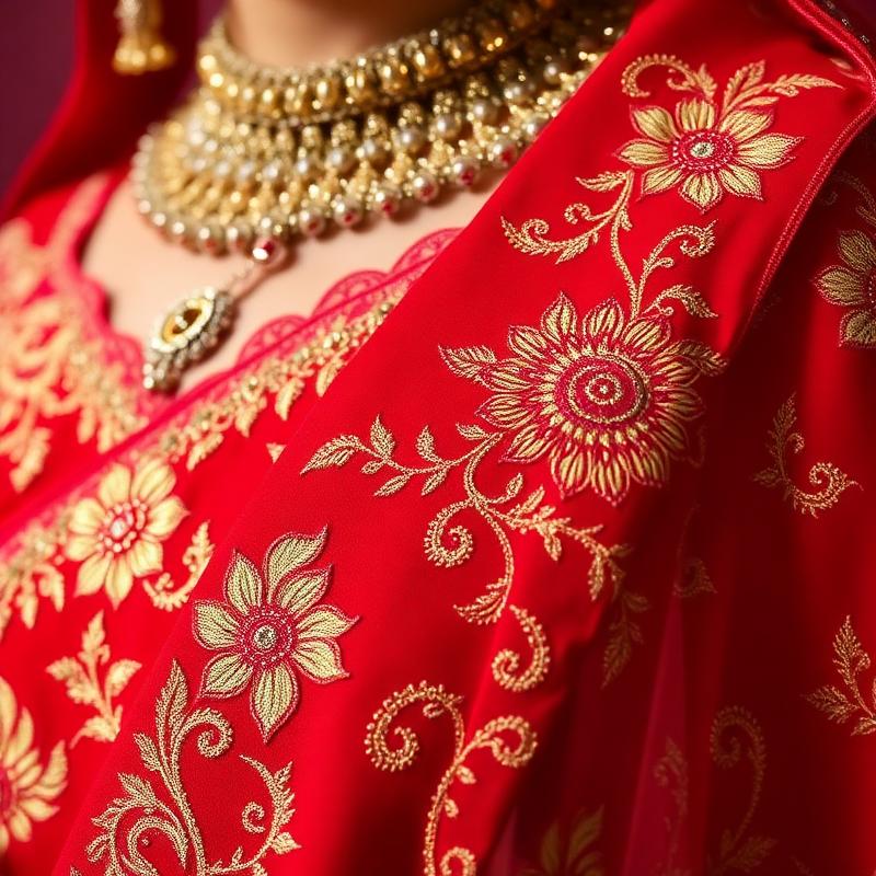 Bridal lehenga embroidery detail